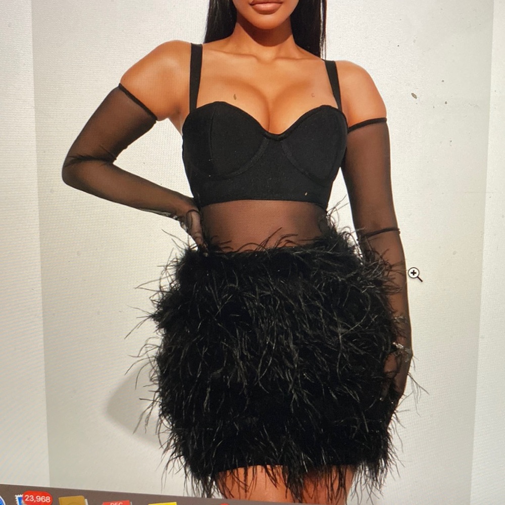 Chantelle feather mini dress set